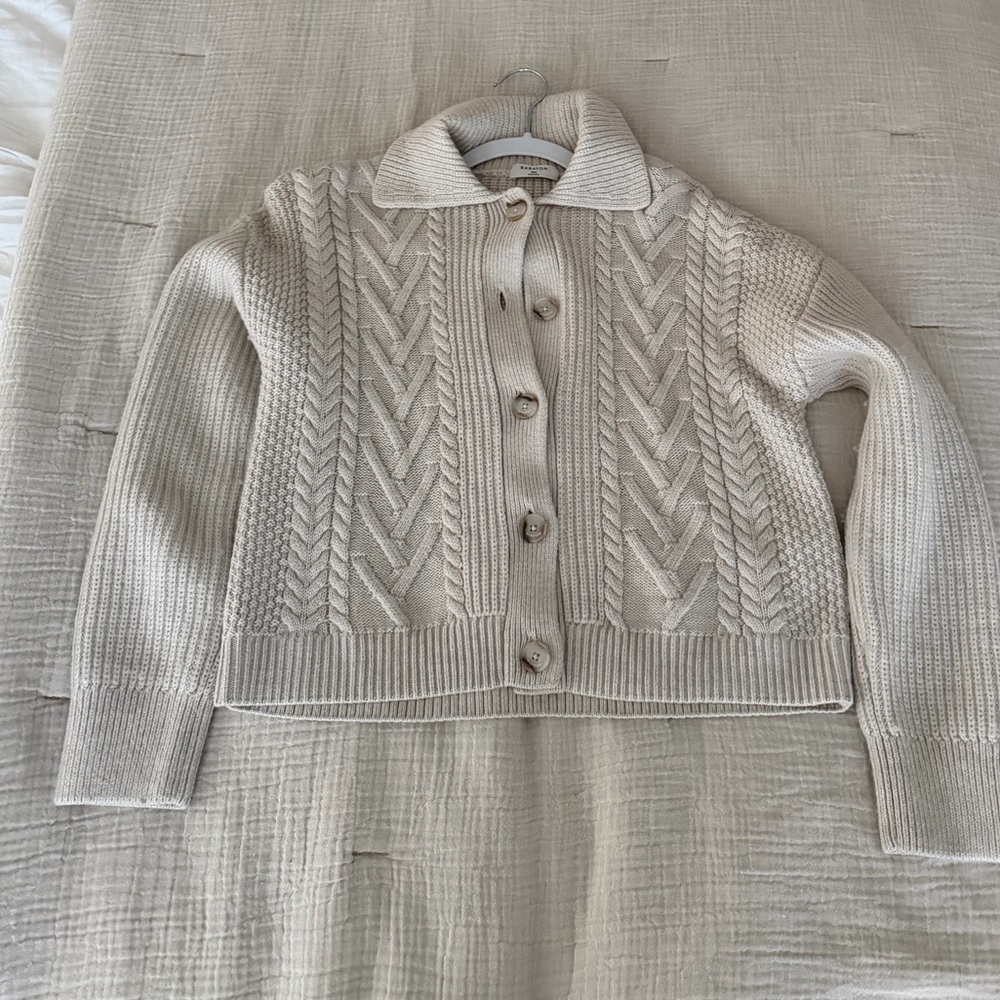 Aritzia Cream Cable Knit Cardigan - Picture 2 of 2